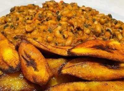 Beans and plantain + fish or any protein